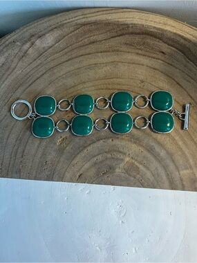 Banana Republic Teal Cushion Cabochon Double-Row Bracelet